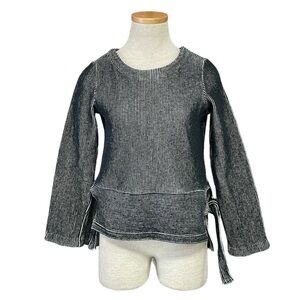 Madewell Sweater Women's XS Extra Small Black Cream Striped Long Sleeve Tie Side